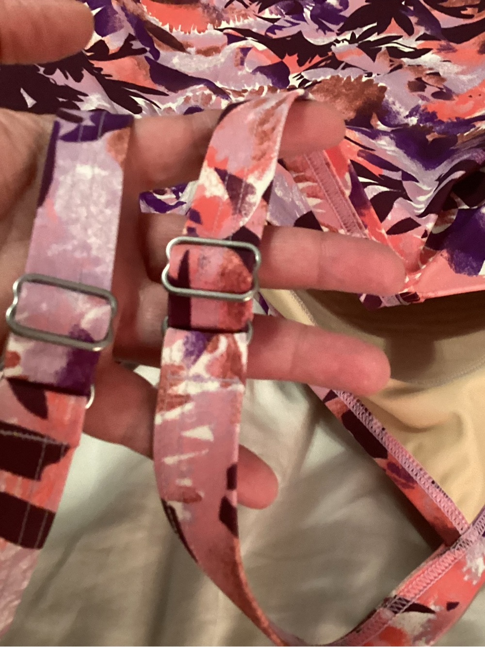L.L. Bean Floral Twist-Front Tankini Swim Top in Purple and Pink - Picture 9 of 13